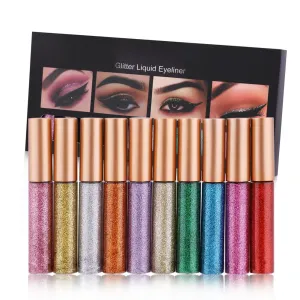10 Colors Glitter Liquid Eyeliner Waterproof Shimmer High Pigmented Silver Gold Metallic Colorful Eyeliners Pencil Colored Eyeliers Pen Neon Color liquid sparkle eyeliner