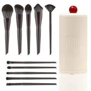 10-Piece Makeup Brush Set with Retractable Storage Barrel – Premium Synthetic Brushes for Foundation, Blush, Eyeshadow & More for Home Use, Easy Storage, Professional Quality Makeup Tools