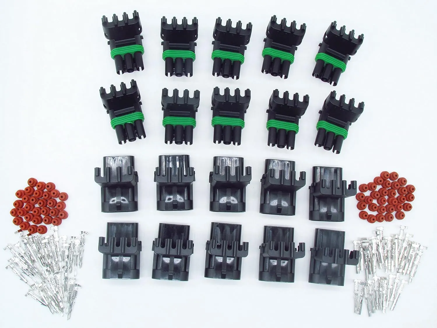 10 Sets GM Haltech MAP 3 pin way male and female Weatherpack plug waterproof auto wire Connector Includes Terminals and Seals 12020829 12020827