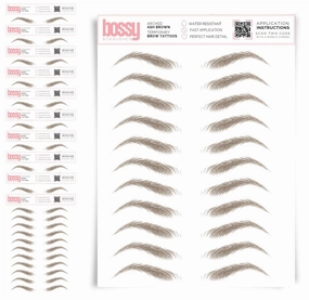 10 Pack Temporary Eyebrow Tattoos Waterproof Eyebrow Stickers, False Tattoos Hair Like Peel Off Instant Transfer Brows For Women And Men | Natural Strokes, Shaping (arched, ash brown)