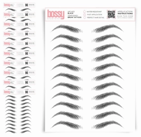 10 Pack Temporary Eyebrow Tattoos Waterproof Eyebrow Stickers, False Tattoos Hair Like Peel Off Instant Transfer Brows For Women And Men | Natural Strokes, Shaping (arched, black)