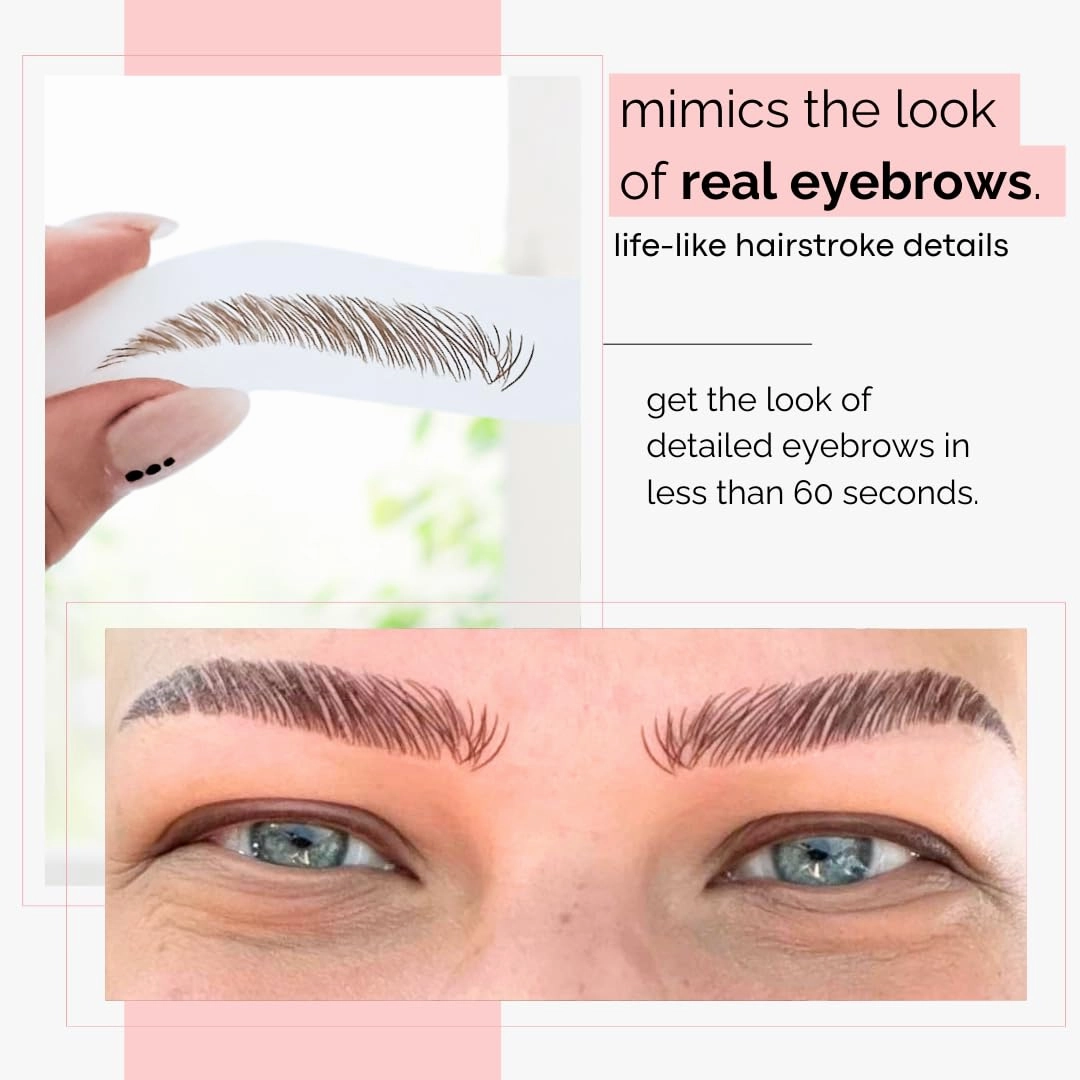 10 Pack Temporary Eyebrow Tattoos Waterproof Eyebrow Stickers, False Tattoos Hair Like Peel Off Instant Transfer Brows For Women And Men | Natural Strokes, Shaping (arched, black)