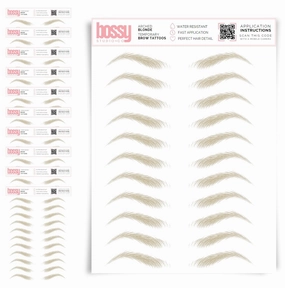 10 Pack Temporary Eyebrow Tattoos Waterproof Eyebrow Stickers, False Tattoos Hair Like Peel Off Instant Transfer Brows For Women And Men | Natural Strokes, Shaping (arched, blonde)