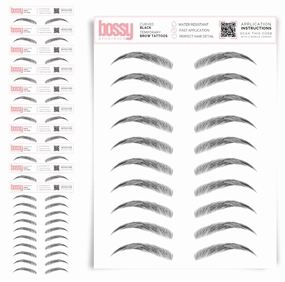 10 Pack Temporary Eyebrow Tattoos Waterproof Eyebrow Stickers, False Tattoos Hair Like Peel Off Instant Transfer Brows For Women And Men | Natural Strokes, Shaping (curved, black)