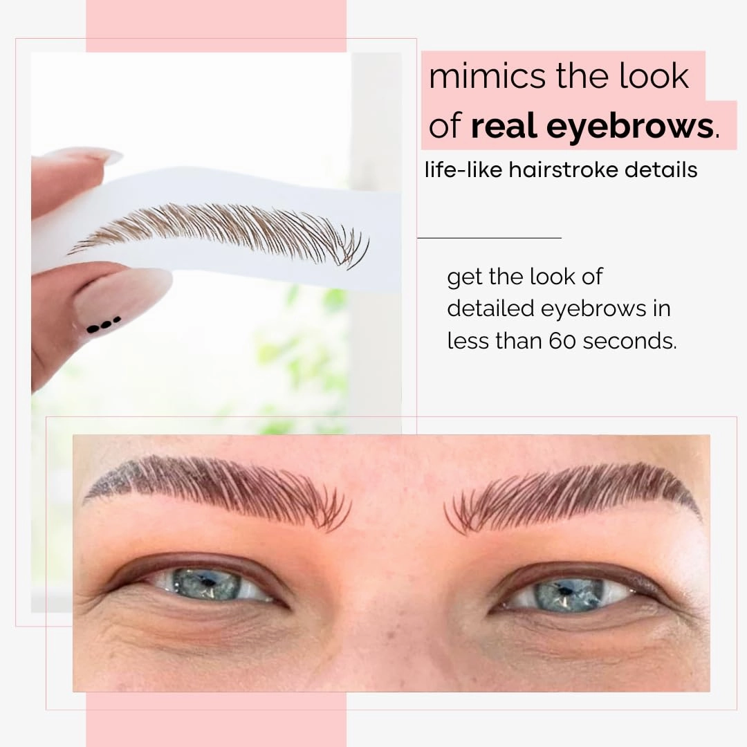 10 Pack Temporary Eyebrow Tattoos Waterproof Eyebrow Stickers, False Tattoos Hair Like Peel Off Instant Transfer Brows For Women And Men | Natural Strokes, Shaping (tapered, blonde)