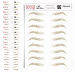 10 Pack Temporary Eyebrow Tattoos Waterproof Eyebrow Stickers, False Tattoos Hair Like Peel Off Instant Transfer Brows For Women And Men | Natural Strokes, Shaping (tapered, blonde)