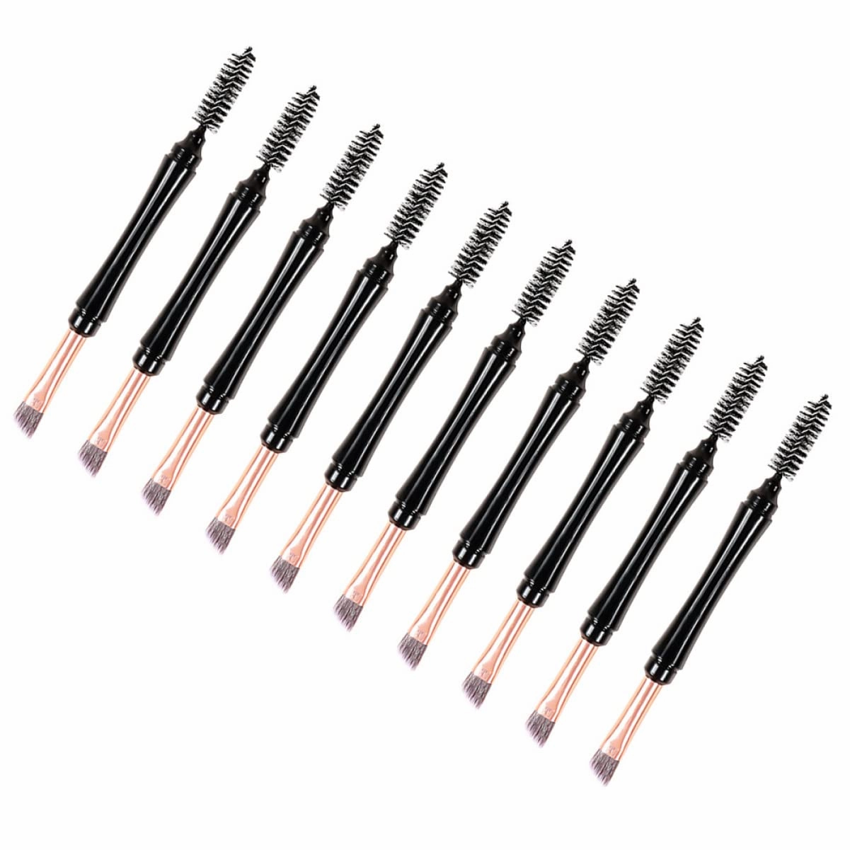 10pcs Dual Tip Eyebrow Makeup Brush Set Tweezers Spoolies for Brow Lamination