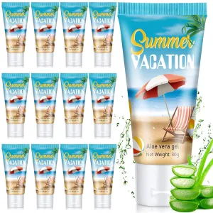 12 Pcs Mini Aloe Vera Gel Bulk for Summer Vacation Party 1oz Travel Size Soothing Moisture Aloe Gel Bulk for Thank You Gifts Summer Party Supplies