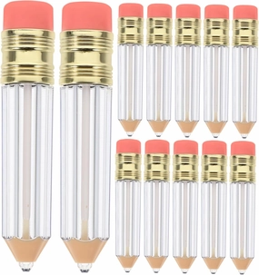12Pcs Clear Mini Refillable Lip Gloss Tubes Creative Pencil Shaped Empty Makeup Containers for DIY Lip Gloss Shower Gel Body Lotion Handy Cosmetic Bottles