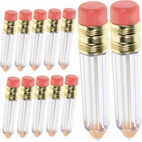 12Pcs Pencil Shaped Refillable Lip Gloss Tubes Clear Mini Containers for DIY and Durable for Lip Gloss Lotion and Shower Gel
