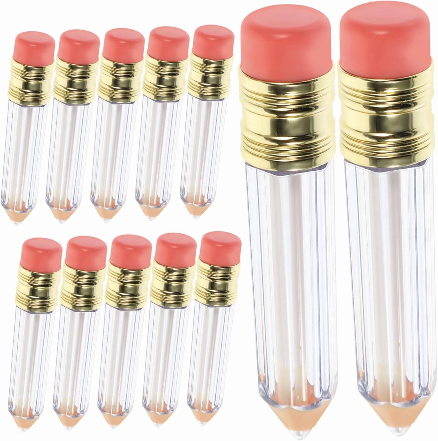12Pcs Pencil Shaped Refillable Lip Gloss Tubes Clear Mini Containers for DIY and Durable for Lip Gloss Lotion and Shower Gel