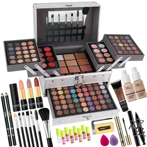 132 color Makeup Kit for Women Girl Full Kit Gift Set with Mirror All in One Make up Palette Included Eyeshadow Glitter Lipstick Concealer Eyeliner Eyebrow Highlighter Contour Blusher(A1-New)