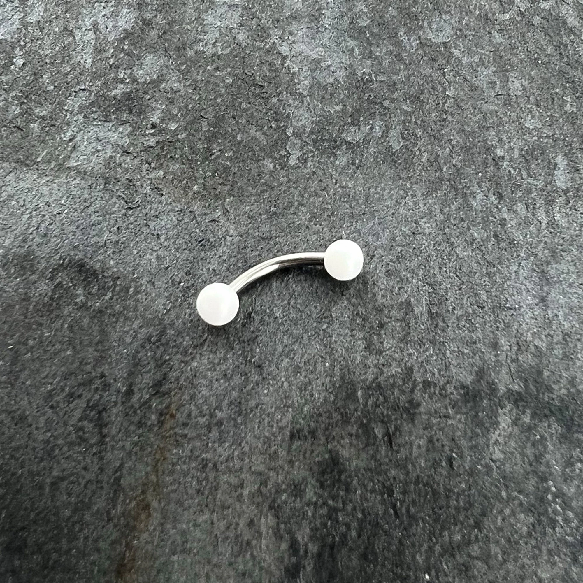 16 Gauge 5/16 Matte White Aurora Curved Eyebrow Ring