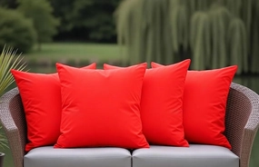 18" x 18" Throw Pillows, Outdoor Waterproof Pillows with Inserts, Square Decorative Pillows for Patio Furniture Garden Couch Sofa Home(Red, Set of 4)