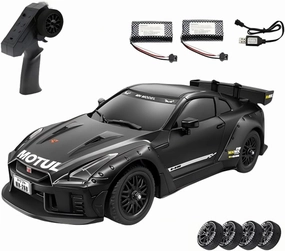 1/16 RC Drift Car for Adult, 2.4GHz 4WD GTR R35 Remote Contorol Car, Drift Tires Racing Cars with Gyro, Adjustable Speed & LED Lights (1 Battery