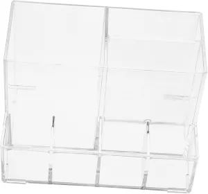 1pc Acrylic Makeup Brush and Lipstick Organizer Multi-compartment Storage Bucket for Eyebrow Pencils and Toiletries Clear Holder for Vanity Bathroom Dresser and Office