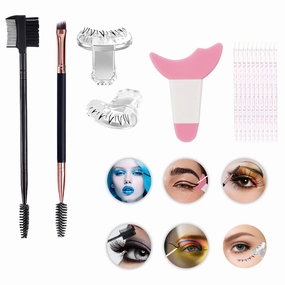 1PC2 in1Eyelash Comb Dual Purpose Eyelash,1Brow & Lash Shaper with 3 Different Spoolie Brushes, 1 Eyeshadow and Eyeliner Stencils Pad,2Pcs Eyelash Stamps Tool,10pc Disposable Eyeliner Makeup