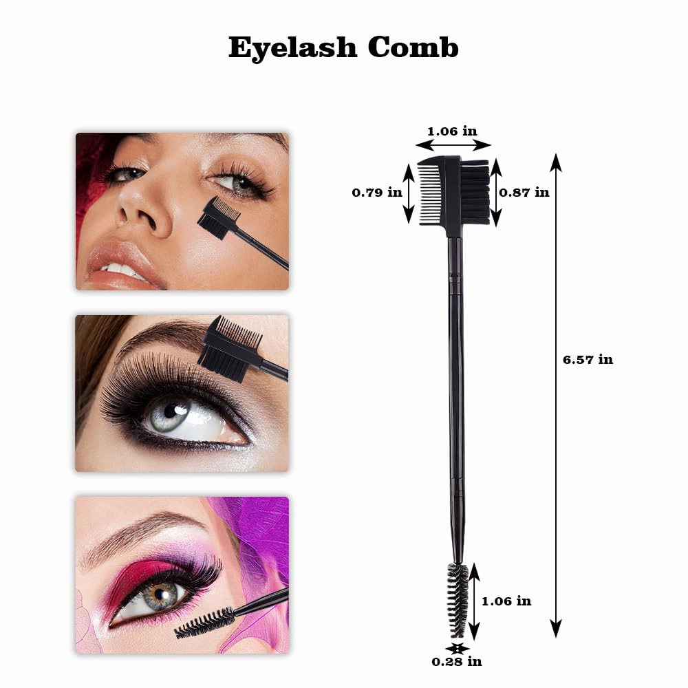 1PC2 in1Eyelash Comb Dual Purpose Eyelash,1Brow & Lash Shaper with 3 Different Spoolie Brushes, 1 Eyeshadow and Eyeliner Stencils Pad,2Pcs Eyelash Stamps Tool,10pc Disposable Eyeliner Makeup