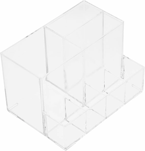 1pc Acrylic Makeup Brush Holder Clear Vanity Storage Container for Eyebrow Pencils and Lipsticks Organizes Cosmetics Reduces Clutter for Bathroom Bedroom Dresser Office Use