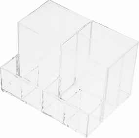 1pc Acrylic Makeup Brush Holder Organizer Clear Toiletry Container Multi-compartment Design for Lipstick Eyebrow Pencils and Cosmetics Lightweight Easy to Carry Water-resistant