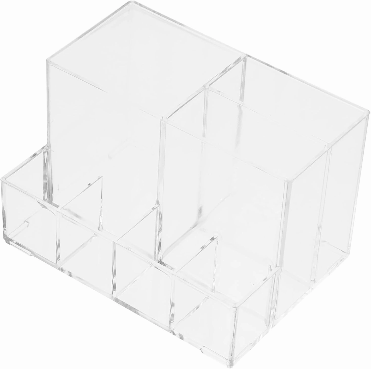 1pc Acrylic Makeup Brush Holder Organizer Clear Toiletry Container Multi-compartment Design for Lipstick Eyebrow Pencils and Cosmetics Lightweight Easy to Carry Water-resistant