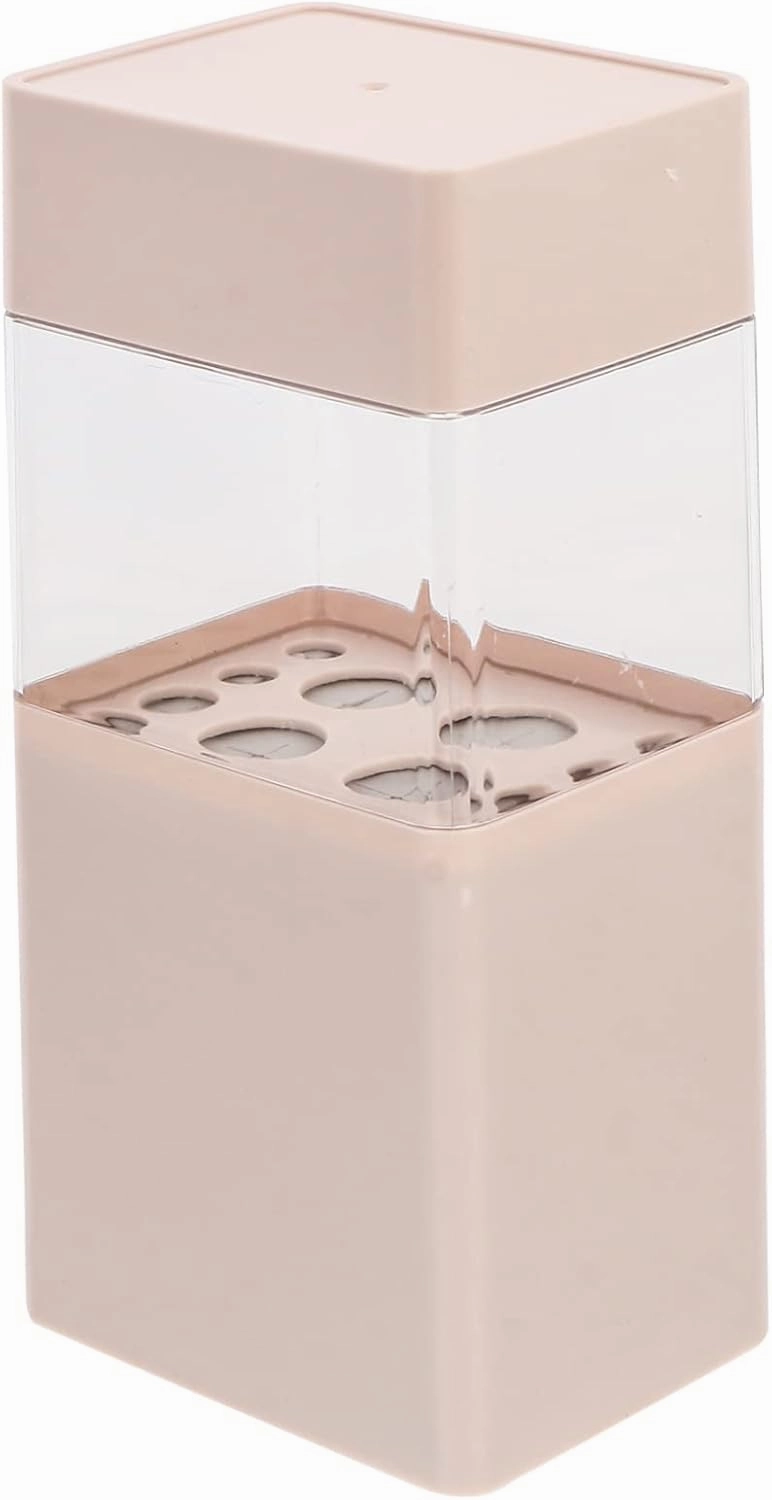 1Pc Makeup Brush Organizer with Dustproof Lid Eyebrow Pencil Storage Bucket Translucent Cosmetic Holder for Makeup Tools for Vanity Bathroom and Bedroom Use