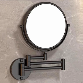 1X/3X Magnifying Vanity Mirror, 360°Rotating Wall-Mounted Mirror, Aluminium Frame, Retractable Bathroom Makeup Mirror, Shaving Mirror,Silver, Black(Color:Black)
