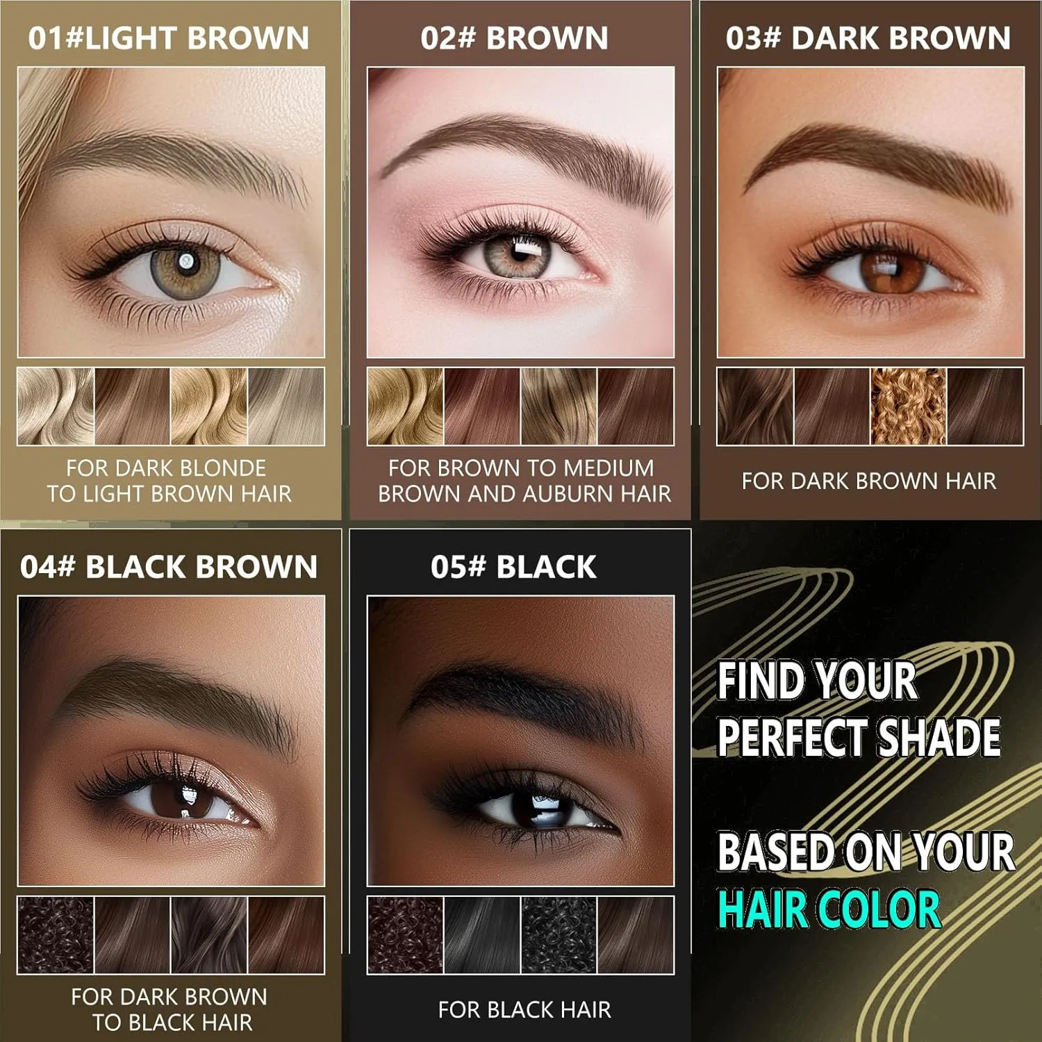 2-in-1 Double Head Eyebrow Pen and Gel, Waterproof Brow Makeup with Dual-Ended Applicator (3#Dark Brown)
