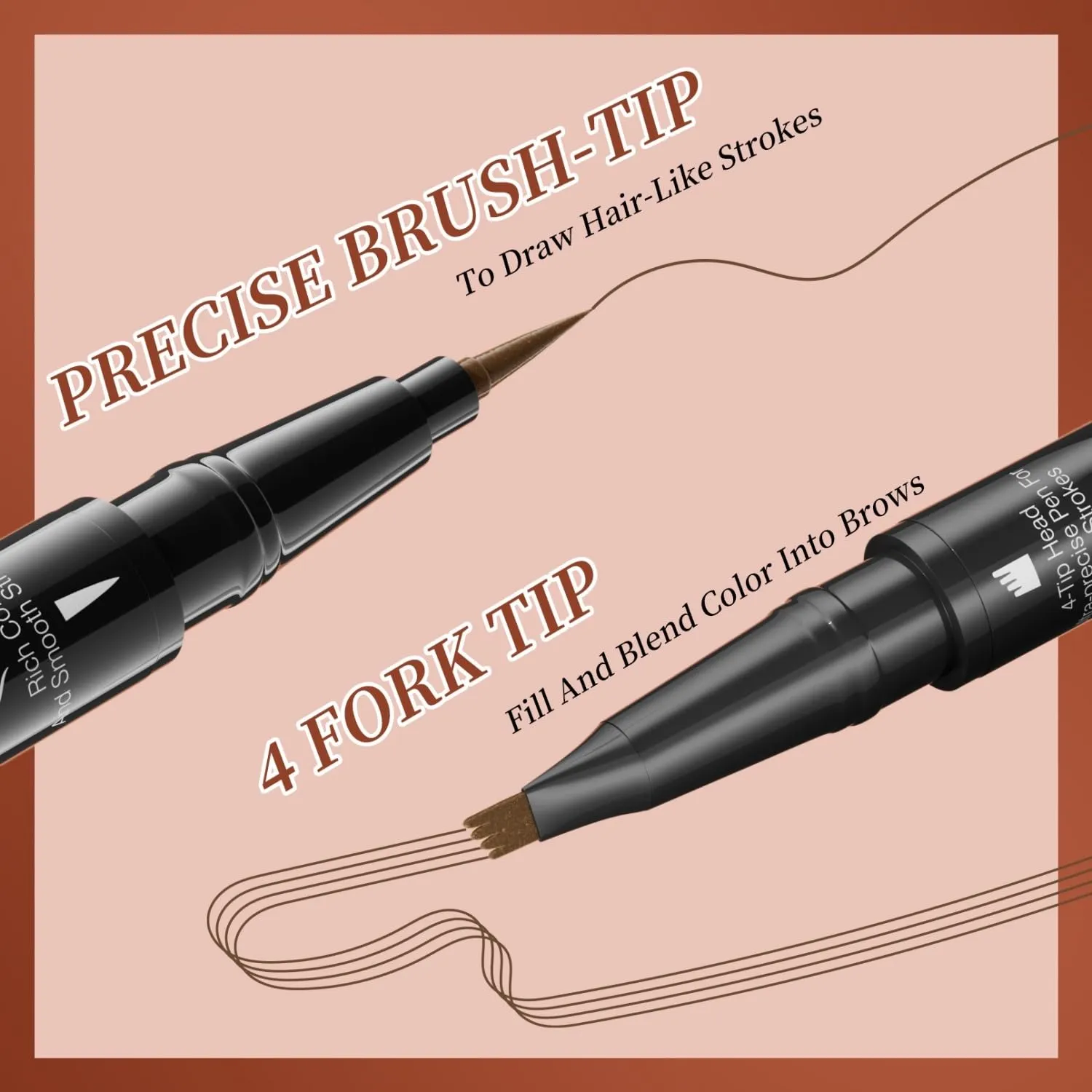 2-in-1 Microblading Eyebrow Pencil，2025 New 3D with 4-Fork-Tip & Precise Brush,Microblading Eyebrow Pen for Natural Makeup All Day(4Pcs Set)