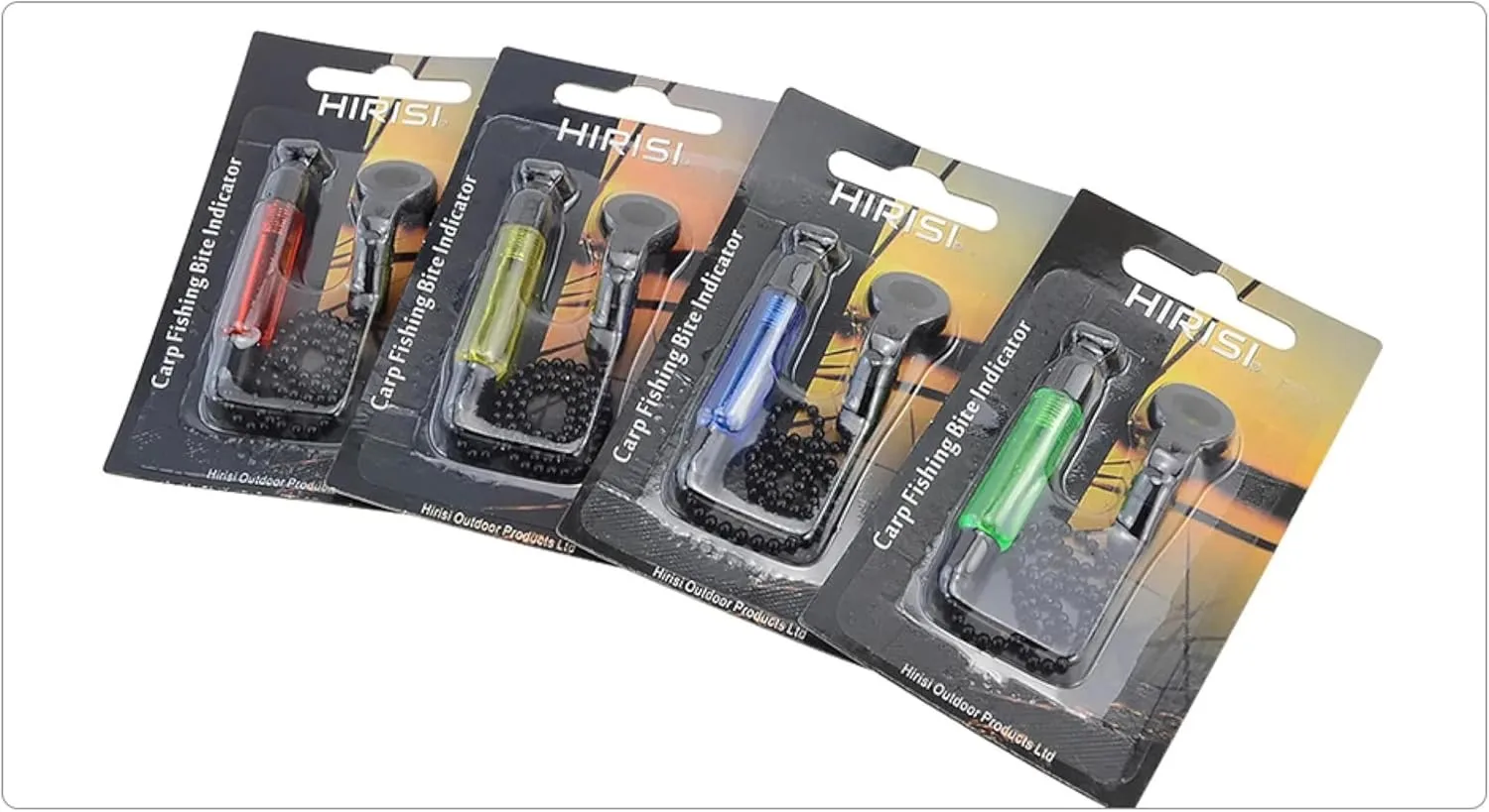 2-Pack European Carp Fishing Alarm System - Adjustable Swing Chain & Bite Tensioner with Glow Stick Slot (Red/Green/Yellow/Blue)
