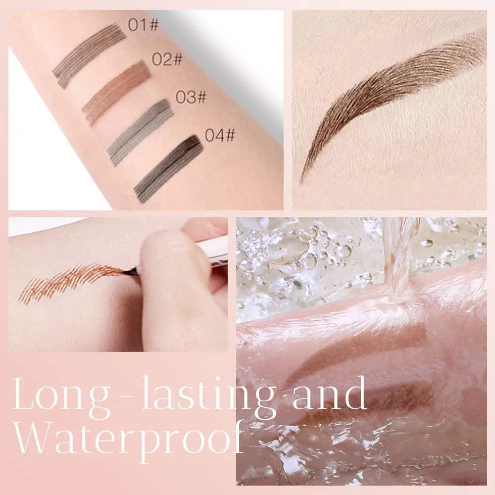 2 Pack Microblading Eyebrow Pencil, 2025 New 4 Tip Eye Brow Pen 3D Magic Eyebrow Tattoo Pencils, Womens Natural Makeup Long-Lasting Fine Stroke Magic Eyebrows Pencil (Dark Brown)