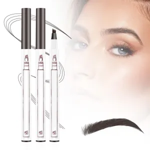 2 Pack Microblading Eyebrow Pencil, 2025 New 4 Tip Eye Brow Pen 3D Magic Eyebrow Tattoo Pencils, Womens Natural Makeup Long-Lasting Fine Stroke Magic Eyebrows Pencil (Dark Brown)