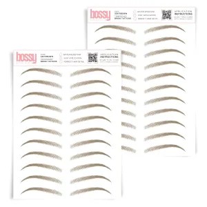 2 Pack Temporary Eyebrow Tattoos Waterproof Eyebrow Stickers, False Tattoos Hair Like Peel Off Instant Transfer Brows For Women And Men | Natural Strokes, Shaping (chic, ash brown)