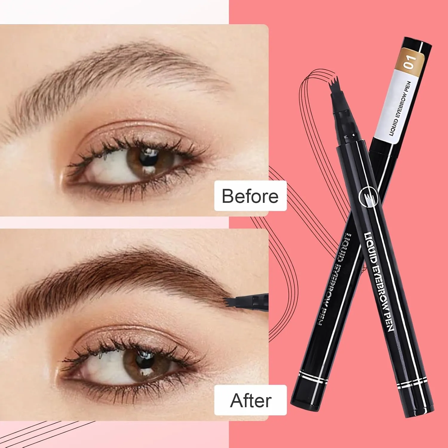 2 PCS 4 Head Split Waterproof Long lasting Wild Eyebrow Pencil, 2025 New 3D Microblading Waterproof Magic Eyebrow Pencil, Natural Makeup Fine Stroke Eyebrow Tattoo Pencils (#05)