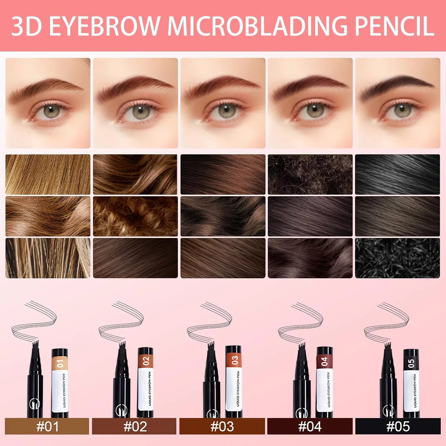 2 PCS 4 Head Split Waterproof Long lasting Wild Eyebrow Pencil, 2025 New 3D Microblading Waterproof Magic Eyebrow Pencil, Natural Makeup Fine Stroke Eyebrow Tattoo Pencils (#05)