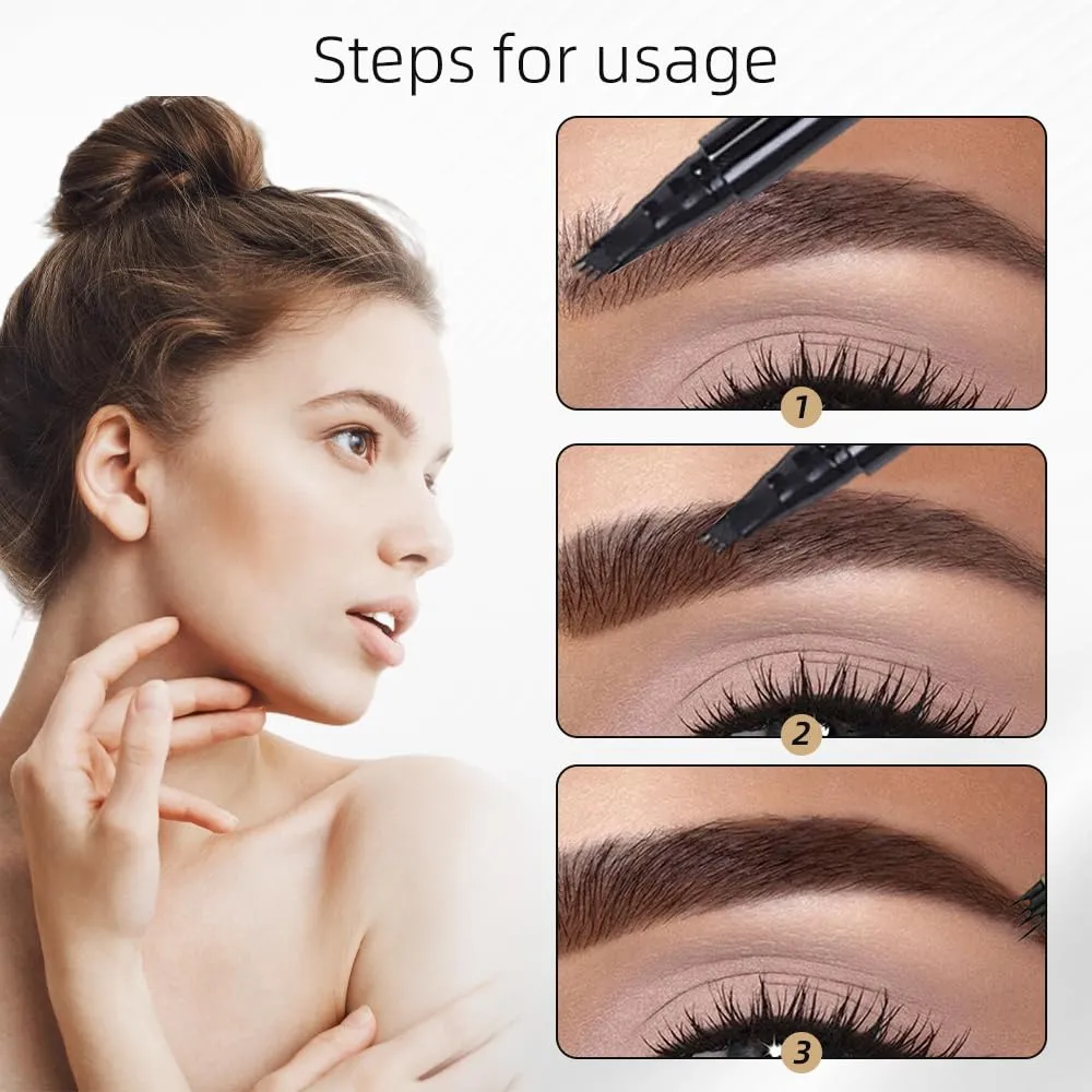 2 PCS 4 Head Split Waterproof Long lasting Wild Eyebrow Pencil, 2025 New 3D Microblading Waterproof Magic Eyebrow Pencil, Natural Makeup Fine Stroke Eyebrow Tattoo Pencils (#05)