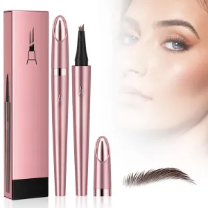 2 Pcs Eyebrow Pencil, Waterproof Eyebrow Pen with 4 Tip Brow Pen and Ultra-Precise Brow Pencil, Eyebrow Makeup for Natural Looking Eyebrows (2Dark Brown)