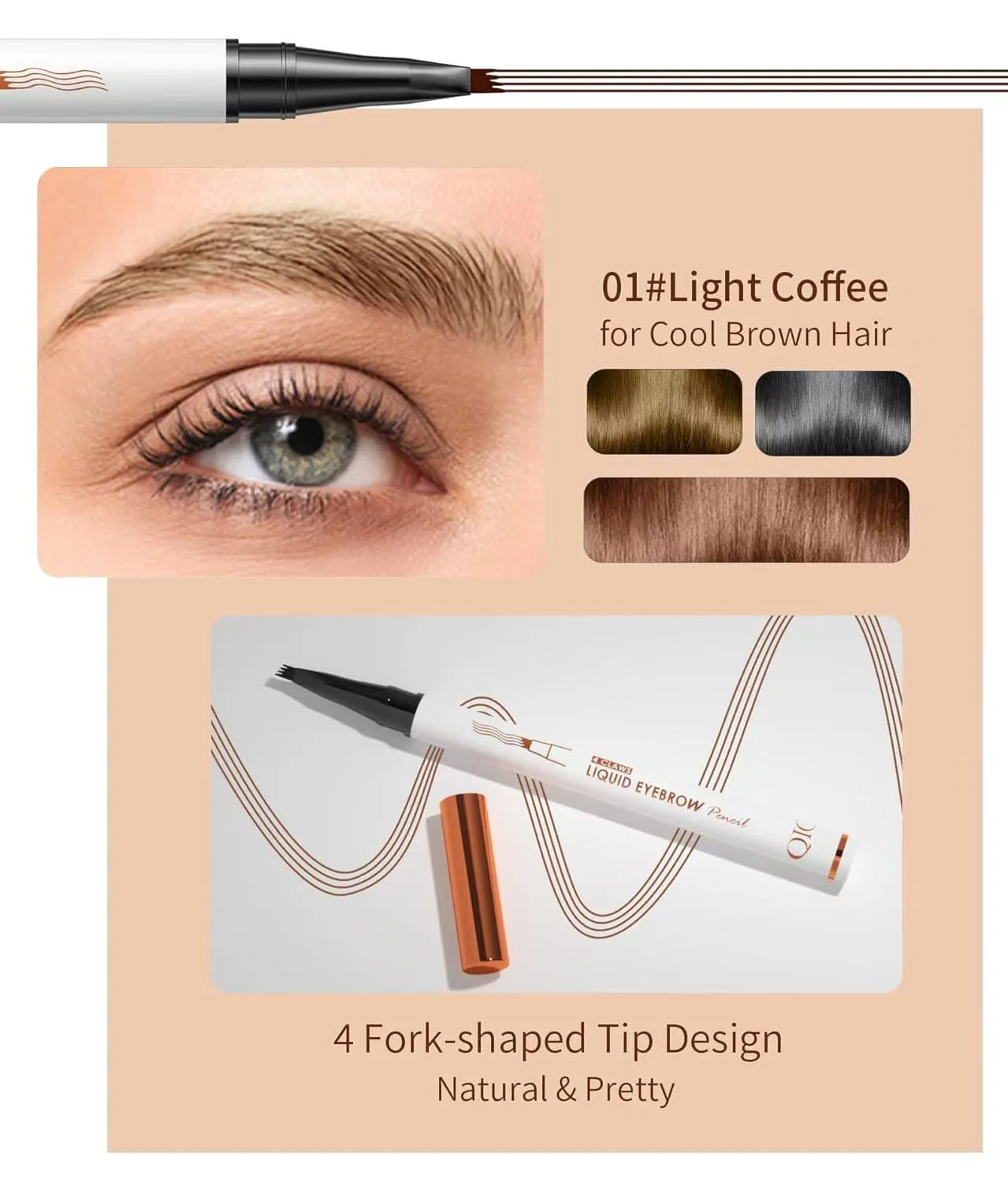 2 Pcs Microblading Eyebrow Pen, 2025 Upgraded 3D Waterproof 4-Tip Eyebrow Pencil, Natural Makeup Long-Lasting Fine Stroke Magic Eyebrow Pencil for Women Stay on All Day (01 Light Brown*2)
