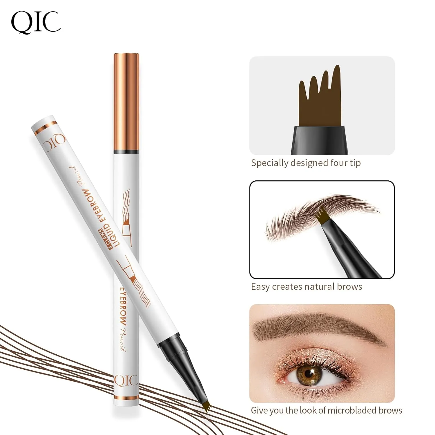 2 Pcs Microblading Eyebrow Pen, 2025 Upgraded 3D Waterproof 4-Tip Eyebrow Pencil, Natural Makeup Long-Lasting Fine Stroke Magic Eyebrow Pencil for Women Stay on All Day (04 Black*2)