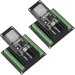 2 Sets ESP-WROOM-32 ESP32 ESP-32S Development Board CP2102 WiFi   Bluetooth Ultra-Low Power Dual Core ESP32-DevKitC-32 ESP-WROOM-32 with ESP32 Breakout Board Shield GPIO 1 into 2 for Arduino
