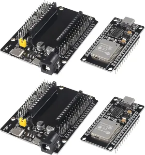 2 Sets ESP-WROOM-32 ESP32 ESP-32S Type-C USB Development Board Type-C USB CH340C WiFi Bluetooth Ultra-Low Power Dual Core ESP32-DevKitC-32 ESP-WROOM-32 Expansion Board for Arduino