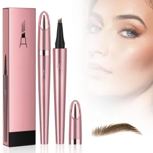 2024 New Eyebrow Pen Waterproof, Microblading Eyebrow Pencil, 4-Tipped Precise Brow Pen, Natural Eyebrow Makeup Eye Brow Pencil Fine Stroke Microblading Eyebrow Pencil Stay on All Day (Dark Brown)