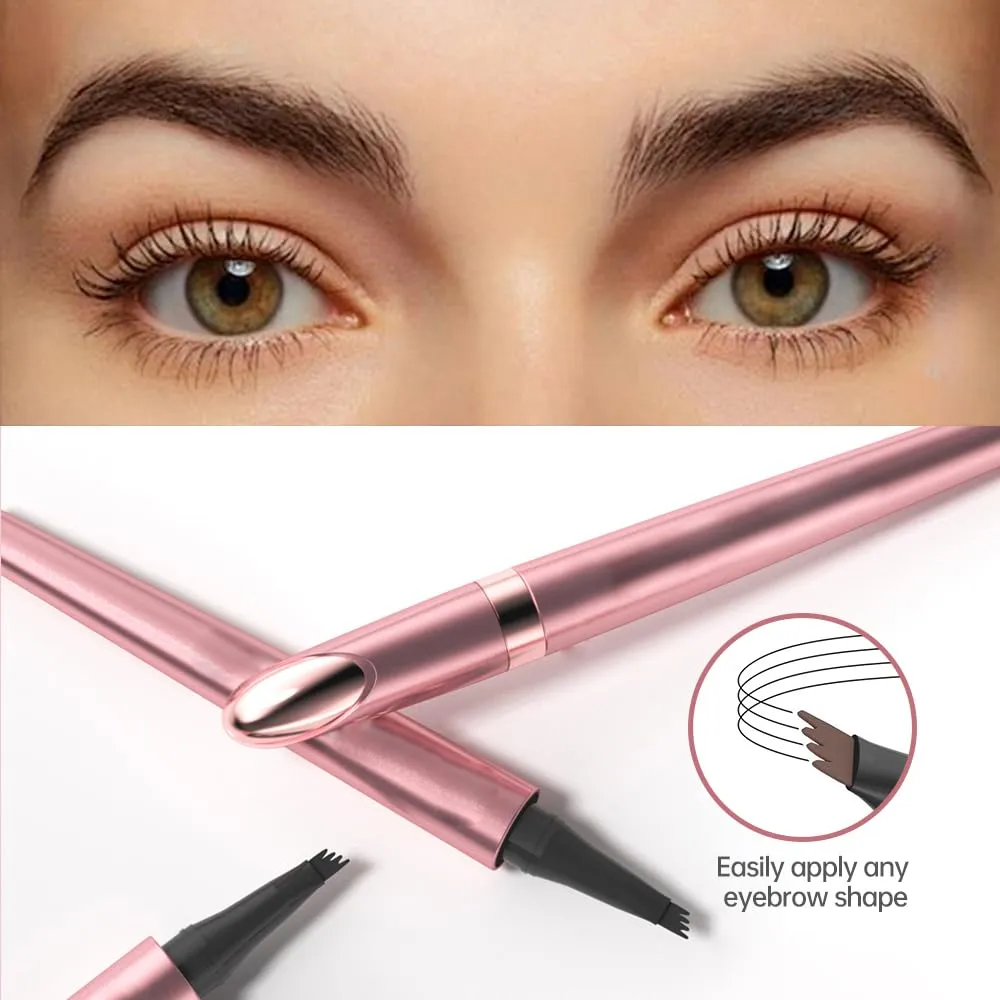 2024 New Microblading Eyebrow Pen, 3D Waterproof Microblading Eyebrow Pencil, Brow Pencil with Micro-fork Tip, Long-lasting Natural Makeup Fine Stroke Magic Eyebrow Pencil (Dark Brown)
