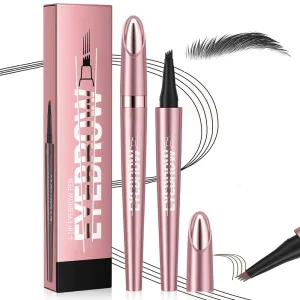 2024 New Microblading Eyebrow Pen, 3D Waterproof Microblading Pencil, Brow Pencil with Micro-fork Tip, Long-lasting Natural Makeup Fine Stroke Magic Eyebrow Pencil (Black)