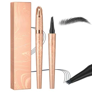 2024 New Microblading Eyebrow Pen, Waterproof Microblading Eyebrow Pencil, 4 Tip Eye Brow Pen, Long-lasting Natural Eyebrow Makeup Fine Stroke Eyebrow Pencil Stay on All Day (Black)