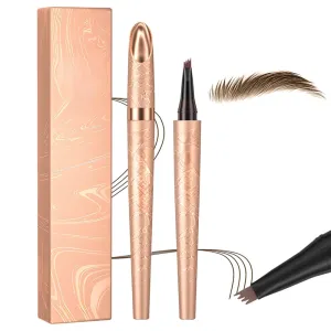 2024 New Microblading Eyebrow Pen, Waterproof Microblading Eyebrow Pencil, 4 Tip Eye Brow Pen, Long-lasting Natural Eyebrow Makeup Fine Stroke Eyebrow Pencil Stay on All Day (Brown)