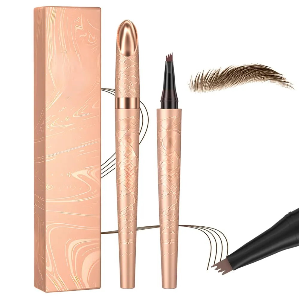 2024 New Microblading Eyebrow Pen, Waterproof Microblading Eyebrow Pencil, 4 Tip Eye Brow Pen, Long-lasting Natural Eyebrow Makeup Fine Stroke Eyebrow Pencil Stay on All Day (Brown)