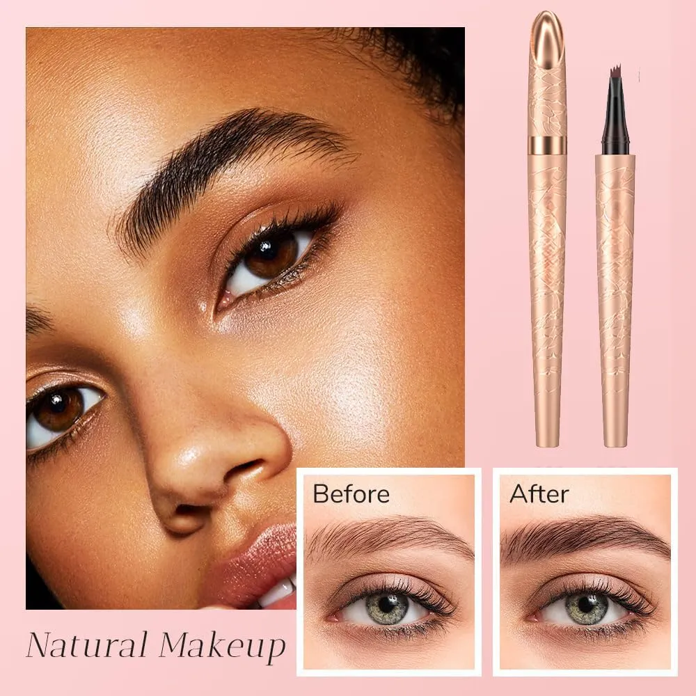 2024 New Microblading Eyebrow Pen, Waterproof Microblading Eyebrow Pencil, 4 Tip Eye Brow Pen, Long-lasting Natural Eyebrow Makeup Fine Stroke Eyebrow Pencil Stay on All Day (Brown)