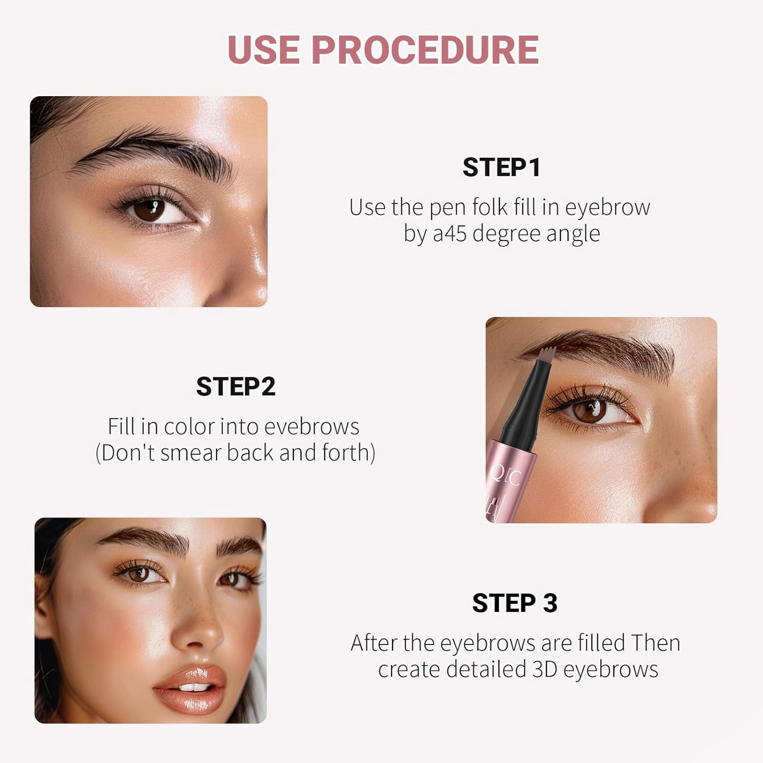 2024 New Magic Eyebrow Pencil, New 3D Waterproof Microblading Eyebrow Pencil Contouring Pen, 4-Tipped Precise Brow Pen, Long-Lasting Natural Fine Stroke Eyebrow Pen (dark brown)
