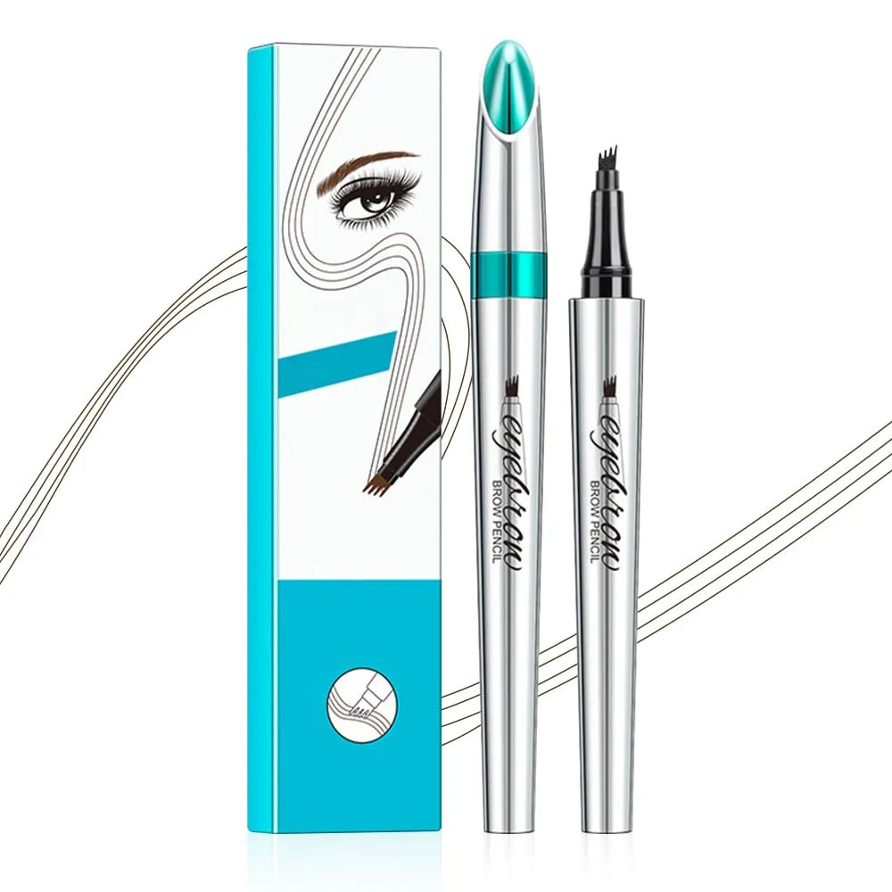 2025 New Magic Eyebrow Pencil, 3D Microblading Eyebrow Pencil 4 Tip Eye Brow Pen, 24 Hours Fine Stroke Eyebrow Pen Makeup Eyebrow Pencils (Dark Brown)